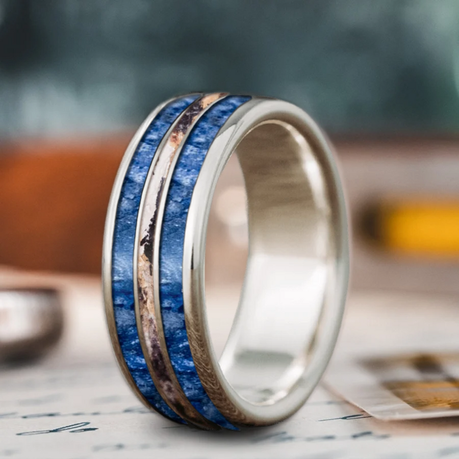 Custom Design - 3-Inlay Narrow Center Ring -ka80wa