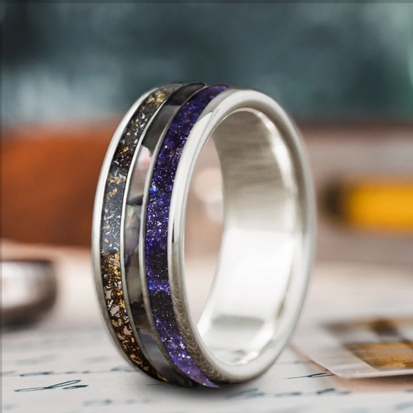 Custom Design - 3-Inlay Narrow Center Ring -cxj77n