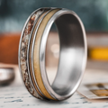Custom Design - 3-Inlay Metal Center Ring -pgzu0i