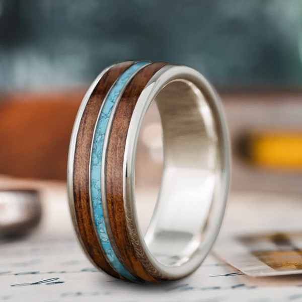 Custom Design - 3-Inlay Narrow Center Ring -4llovi