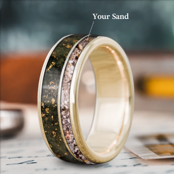 Custom Design - 2-Inlay Offset Band Ring -p6b3zb
