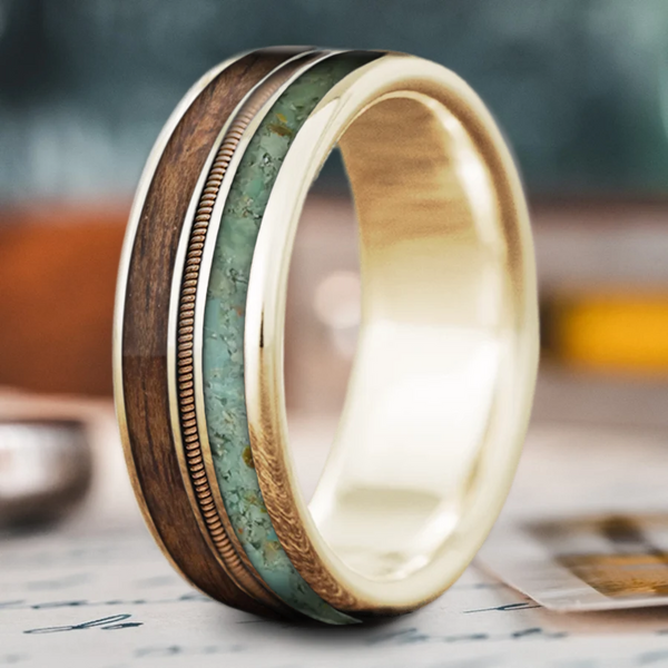 Custom Design - 3-Inlay Metal Center Ring -i3r0d2