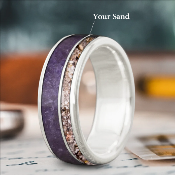 Custom Design - 2-Inlay Offset Band Ring -r0t4ur