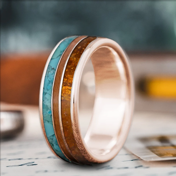 Custom Design - 3-Inlay Narrow Center Ring -b7q7h2