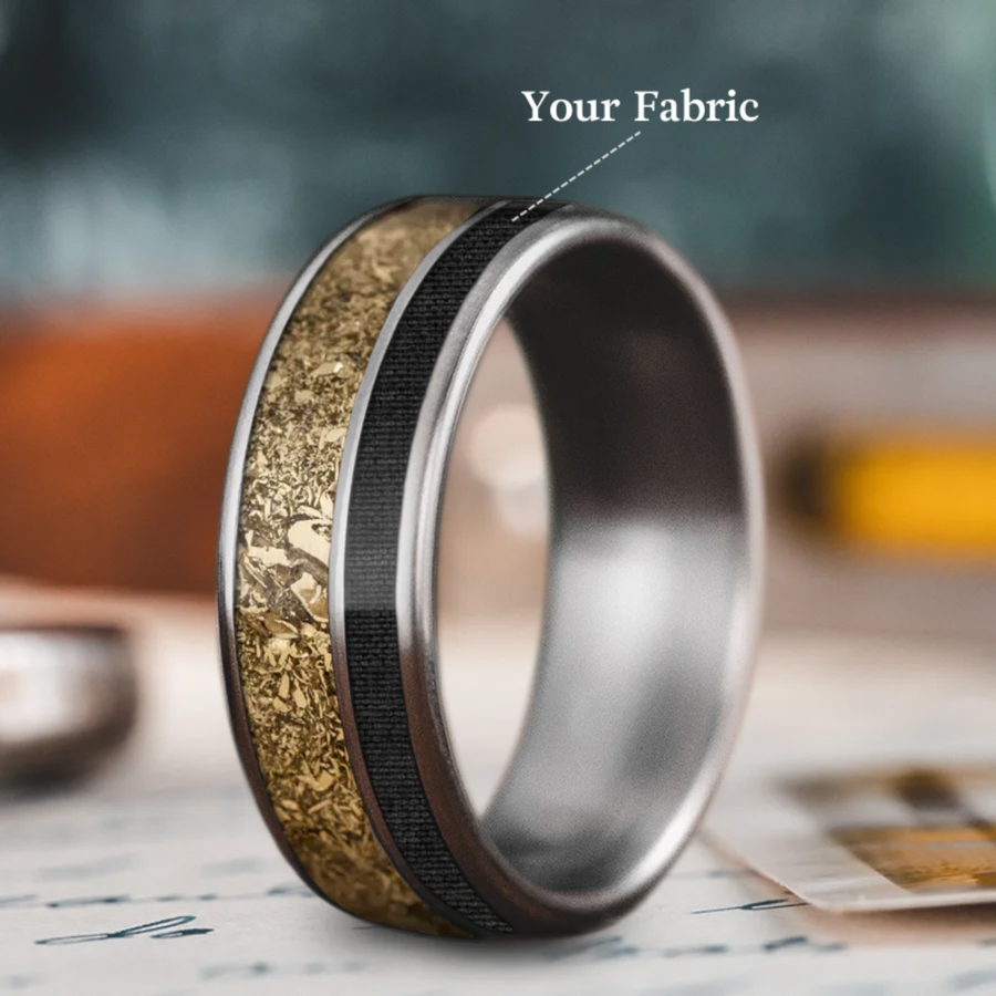 Custom Design - 2-Inlay Offset Band Ring -a58lpn