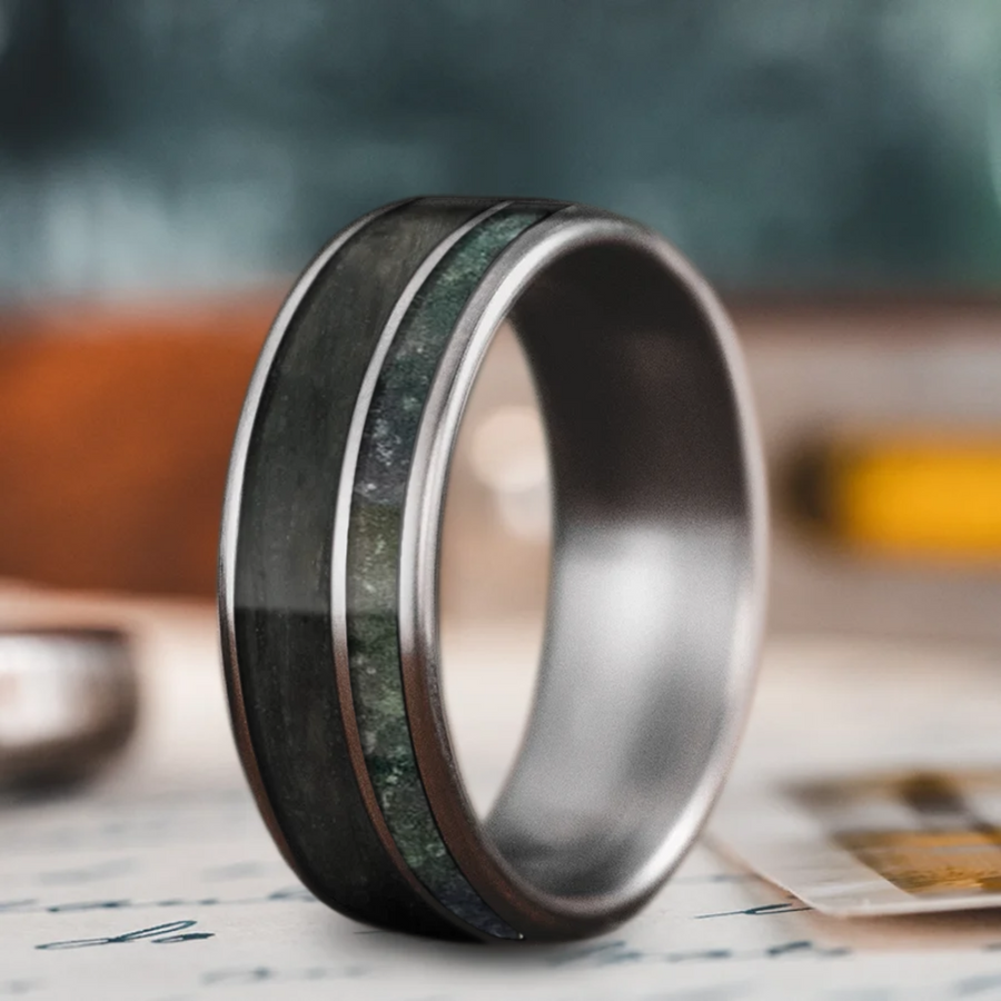 Custom Design - 2-Inlay Offset Band Ring -bxt404