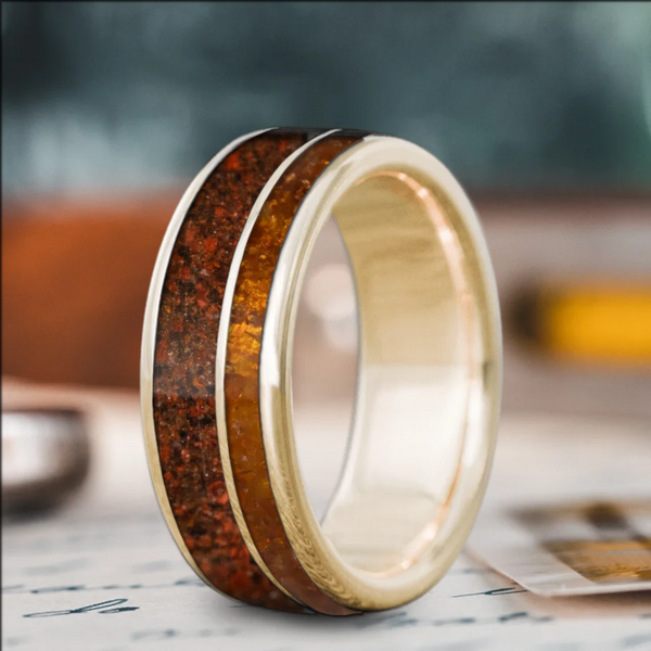 Custom Design - 2-Inlay Offset Band Ring -xgqclt