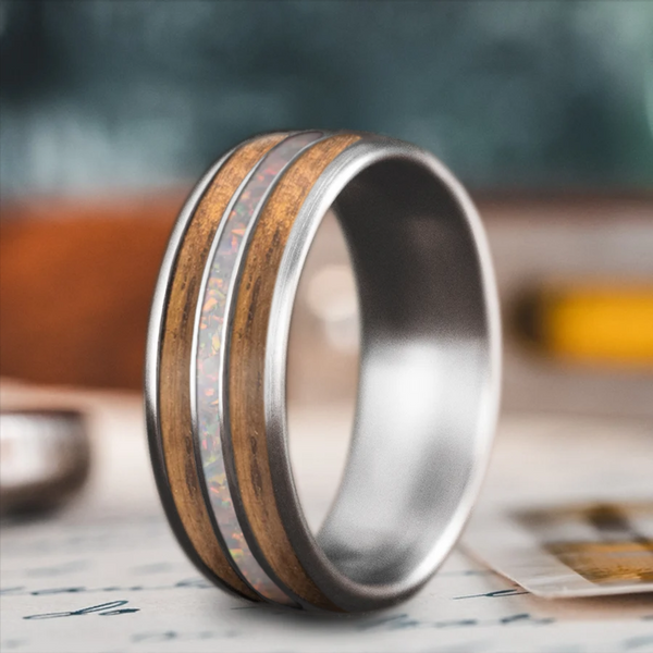 Custom Design - 3-Inlay Narrow Center Ring -vuyelz
