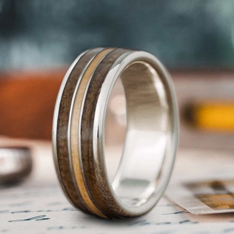 Custom Design - 3-Inlay Narrow Center Ring -kgr3v2