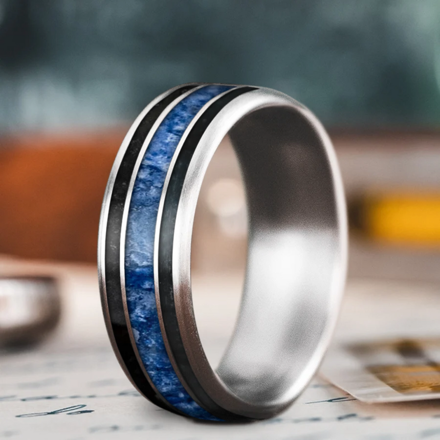 Custom Design - 3-Inlay Wide Center Ring -8zxut8