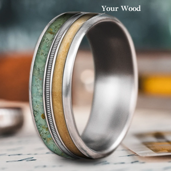 Custom Design - 3-Inlay Metal Center Ring -dqio0d