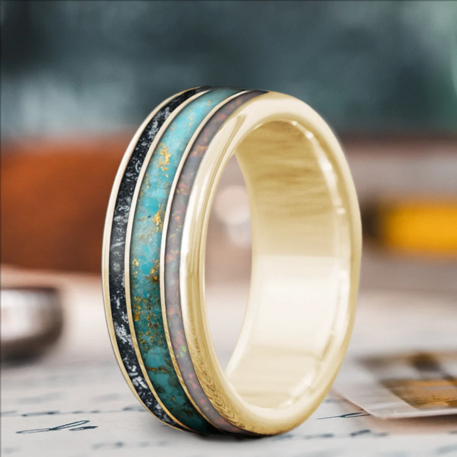 Custom Design - 3-Inlay Wide Center Ring -jgz6q2