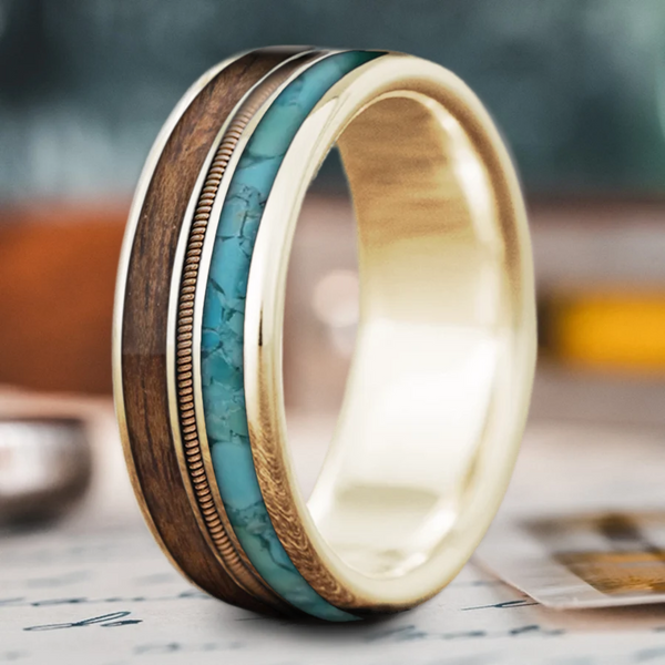 Custom Design - 3-Inlay Metal Center Ring -qc1drm