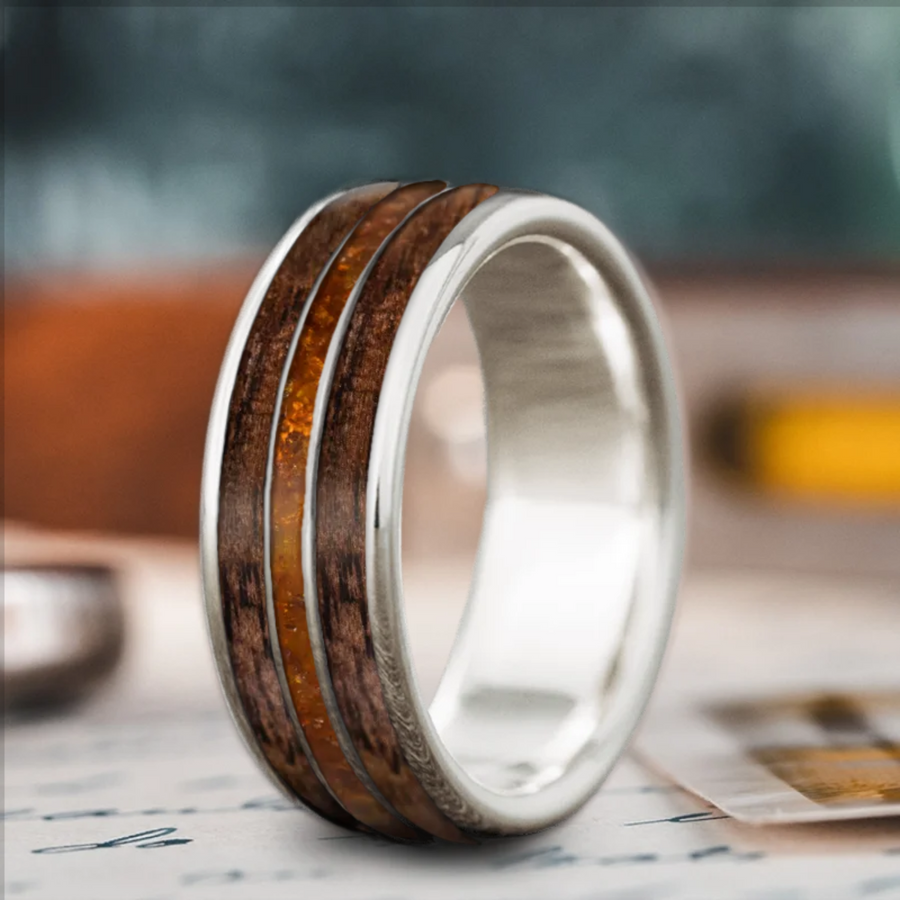 Custom Design - 3-Inlay Narrow Center Ring -5d0hdd