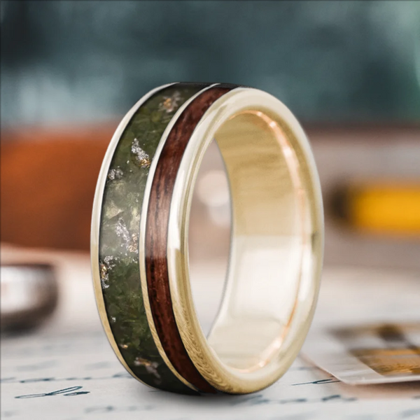 Custom Design - 2-Inlay Offset Band Ring -gs72w7