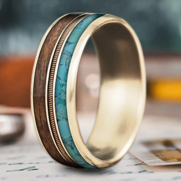 Custom Design - 3-Inlay Metal Center Ring -gv01bh