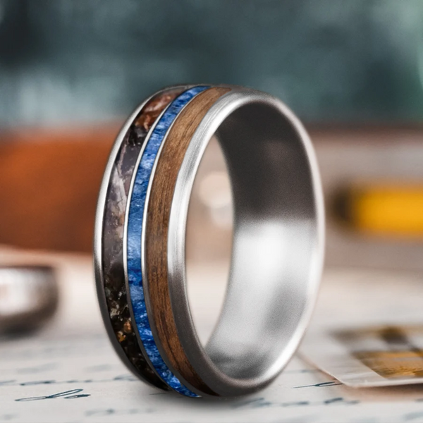 Custom Design - 3-Inlay Narrow Center Ring -3helnl