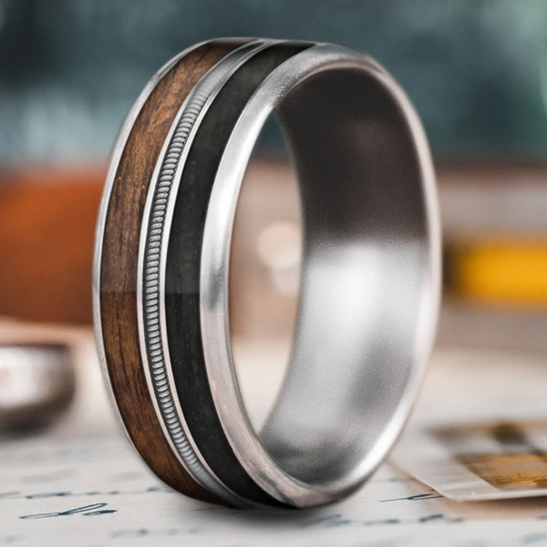 Custom Design - 3-Inlay Metal Center Ring -w0240t