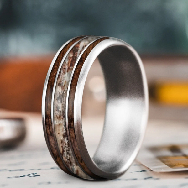 Custom Design - 3-Inlay Wide Center Ring -ev06wk
