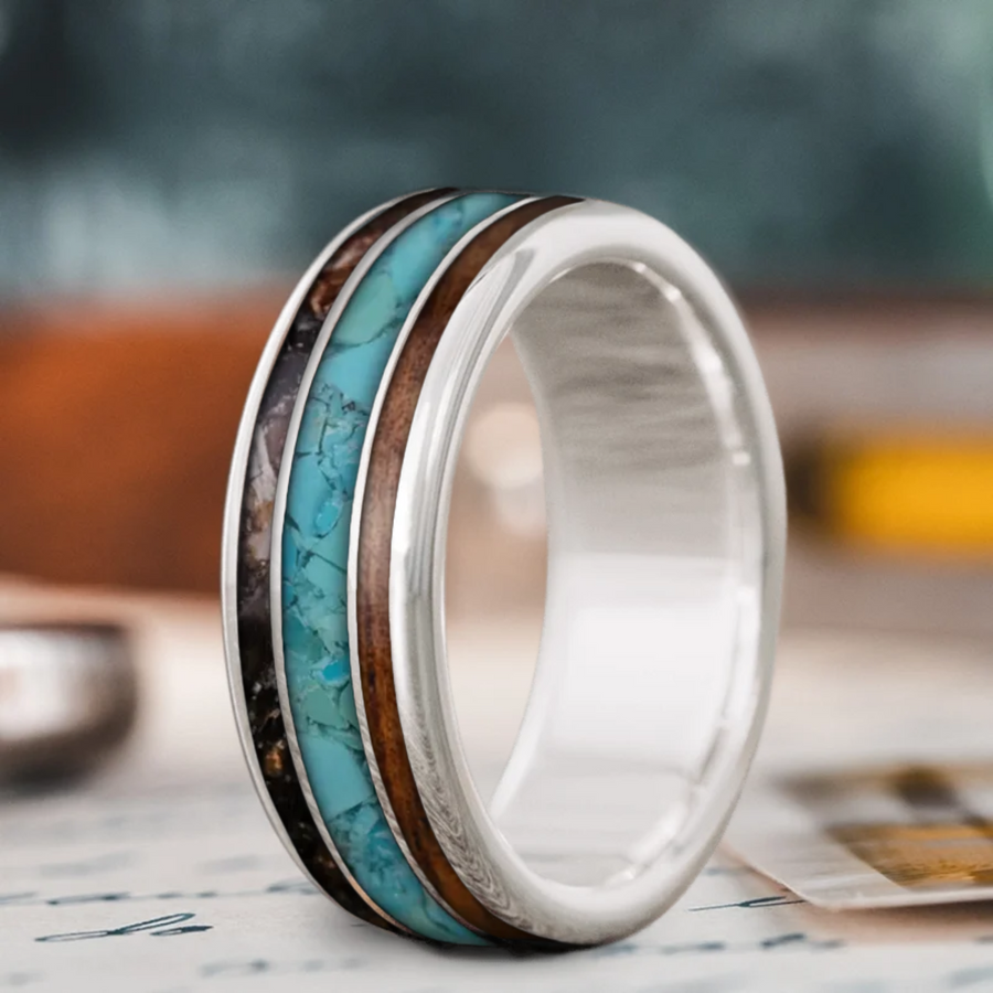 Custom Design - 3-Inlay Wide Center Ring -qstsjh