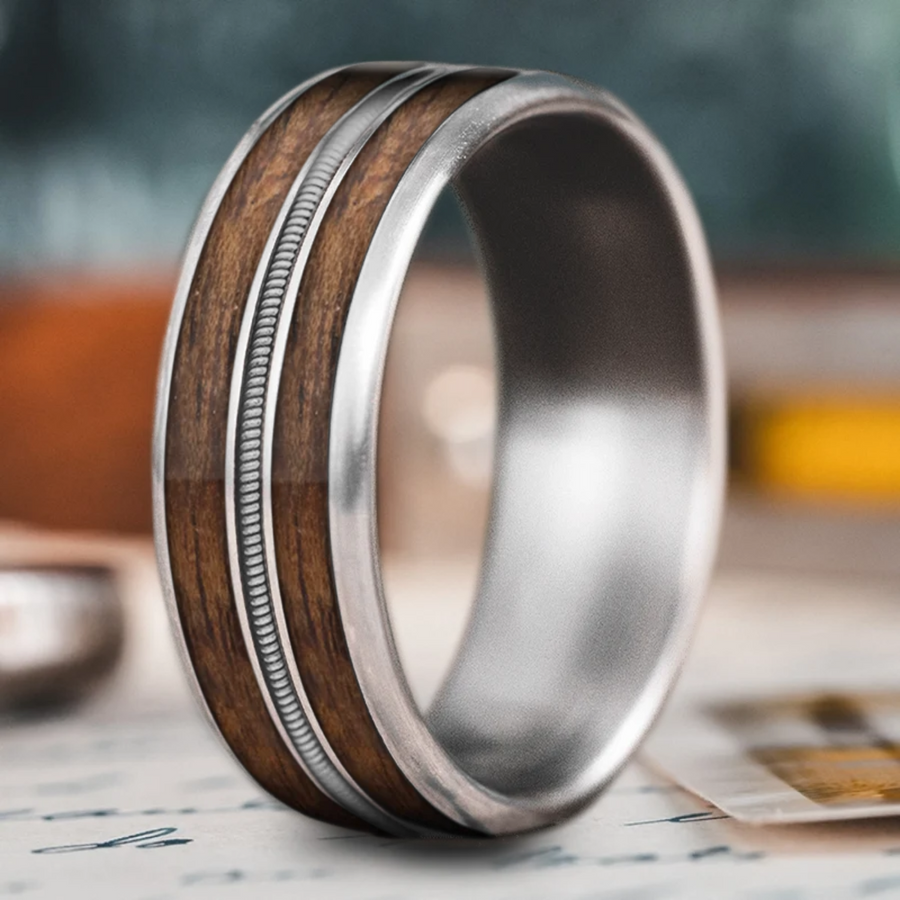 Custom Design - 3-Inlay Metal Center Ring -v60iqq