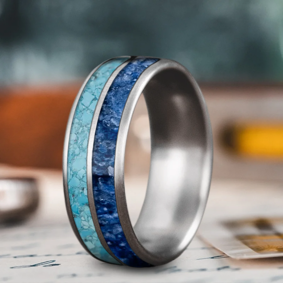Custom Design - 2-Inlay Even Band Ring -t9lcxt