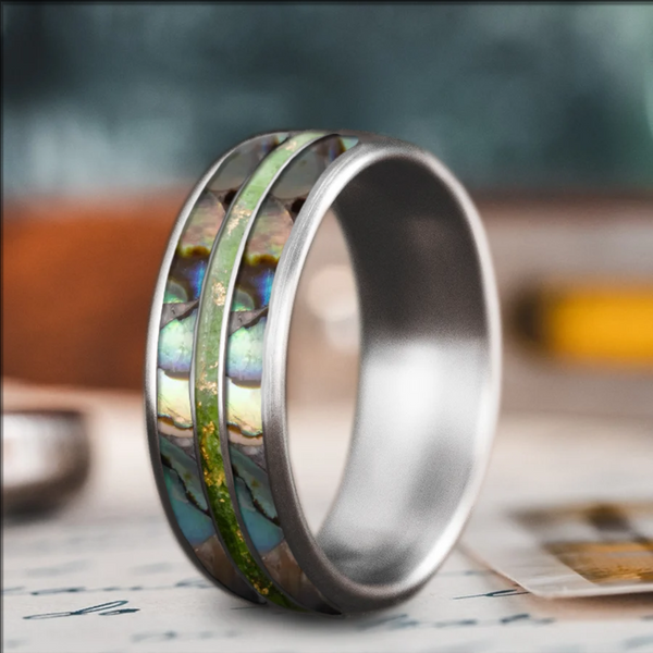 Custom Design - 3-Inlay Narrow Center Ring -dlzizf