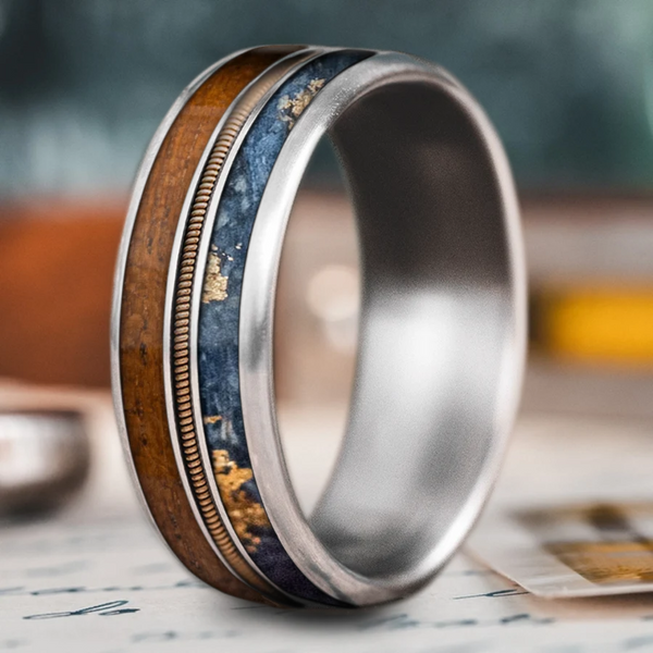 Custom Design - 3-Inlay Metal Center Ring -26vgo3