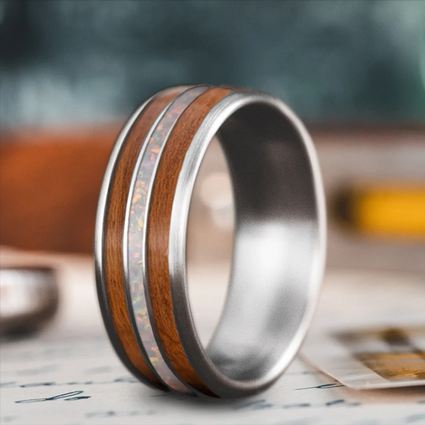 Custom Design - 3-Inlay Narrow Center Ring -ch75td