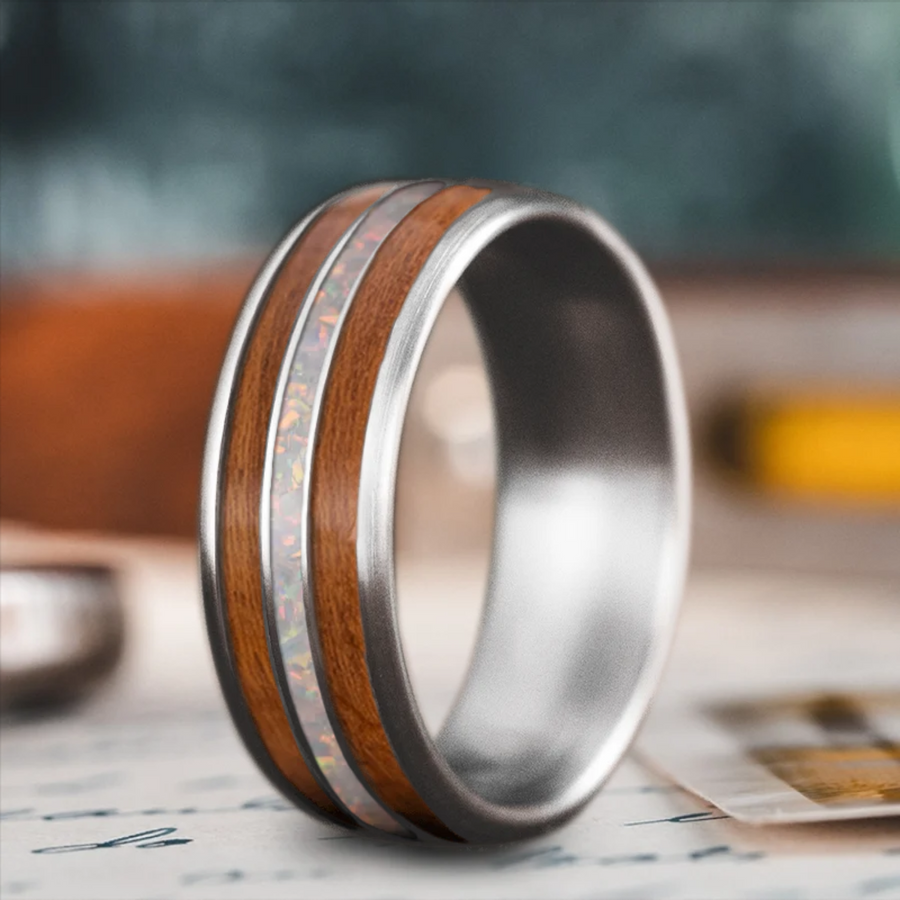 Custom Design - 3-Inlay Narrow Center Ring -ch75td