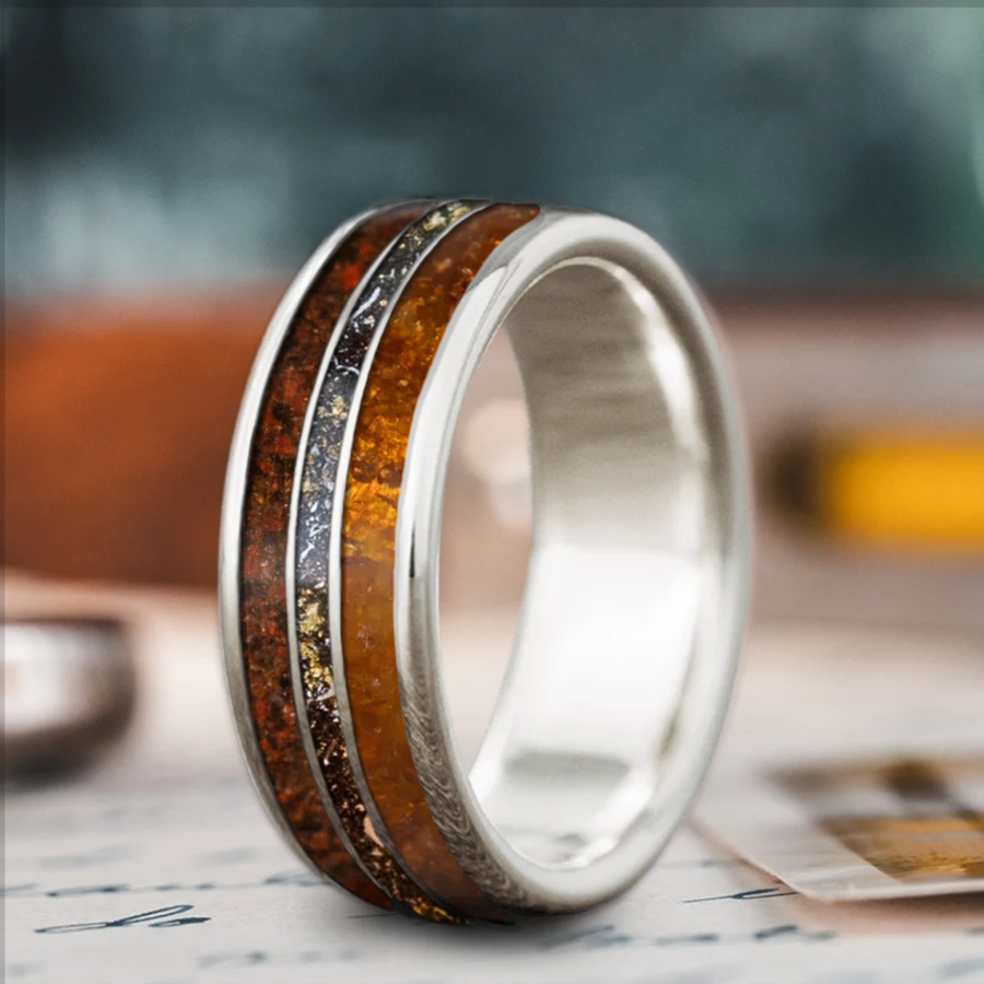 Custom Design - 3-Inlay Narrow Center Ring -wq2htp