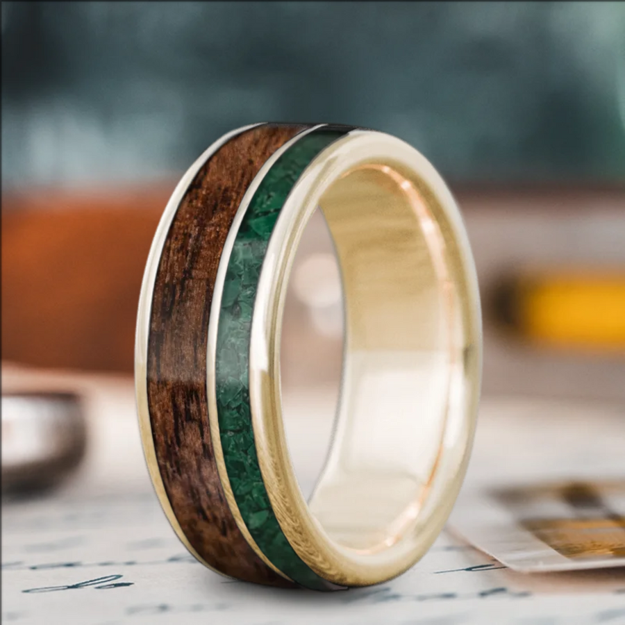 Custom Design - 2-Inlay Offset Band Ring -9tovxo