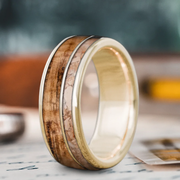 Custom Design - 2-Inlay Offset Band Ring -buic9t