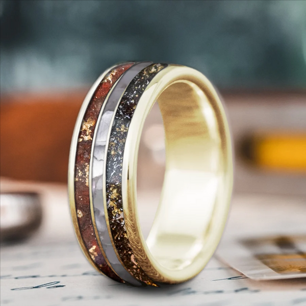 Custom Design - 3-Inlay Narrow Center Ring -kjr21r