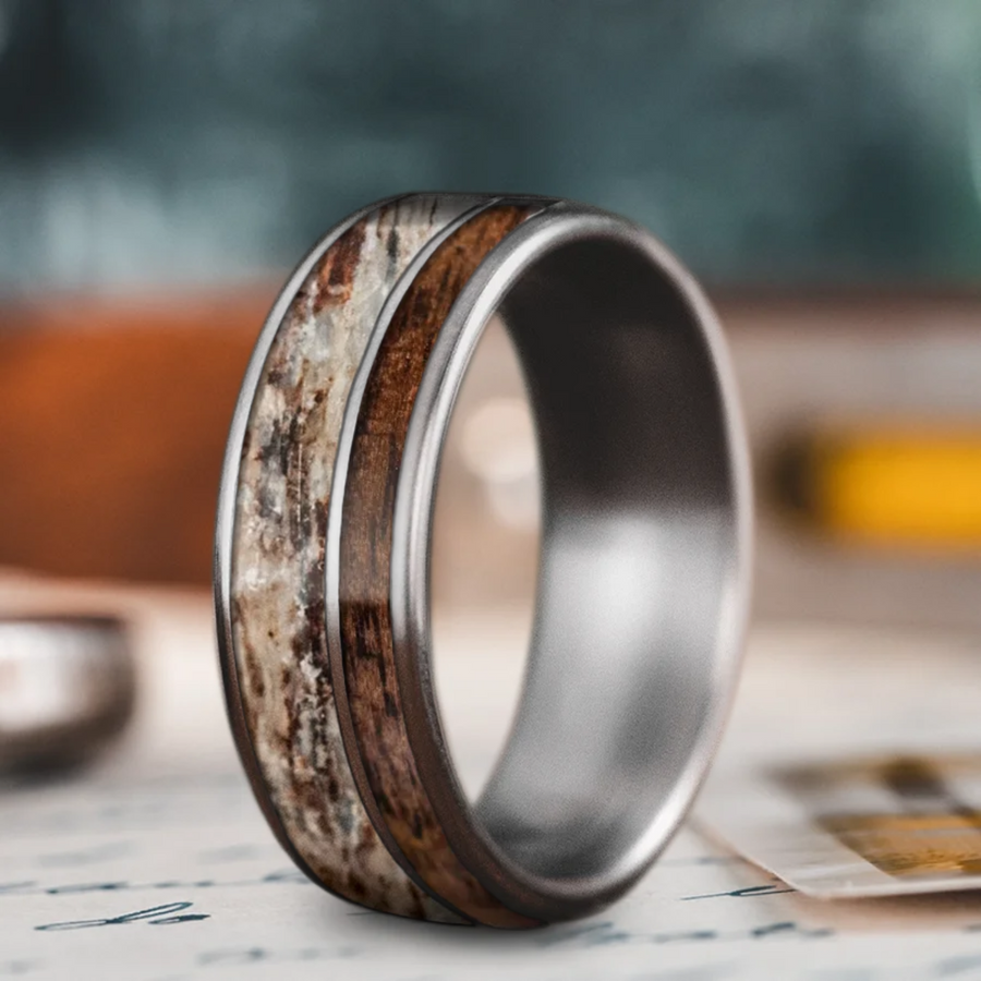 Custom Design - 2-Inlay Offset Band Ring -brwqk3