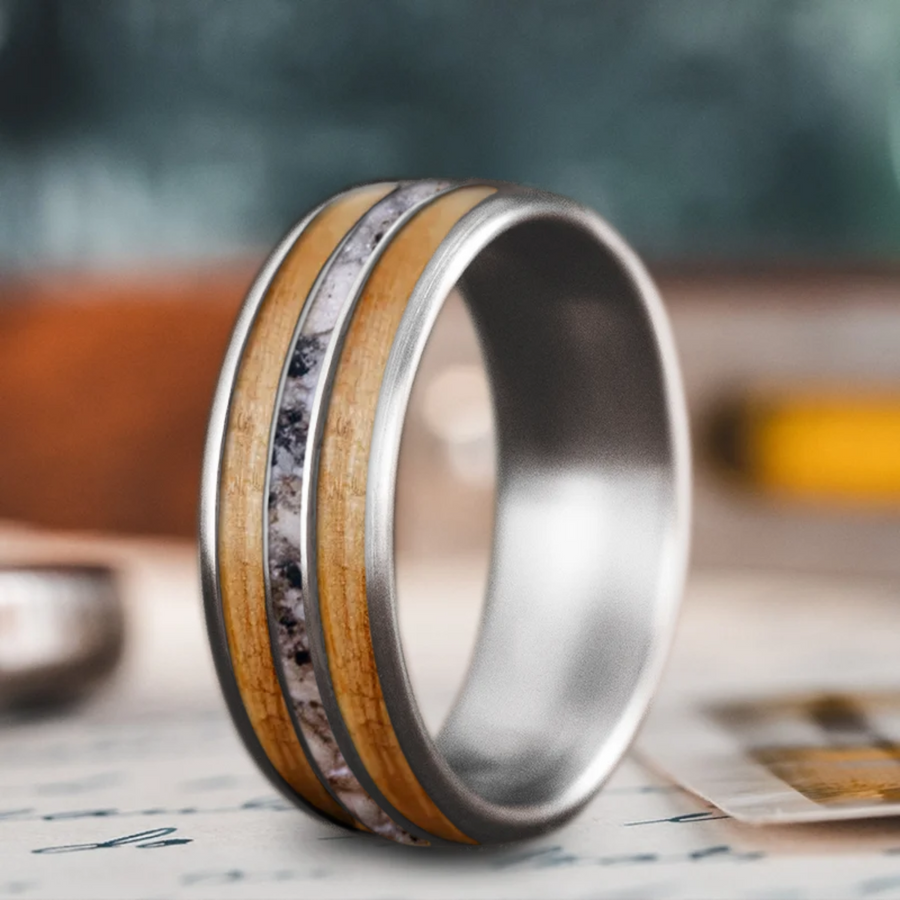 Custom Design - 3-Inlay Narrow Center Ring -1qfrvq
