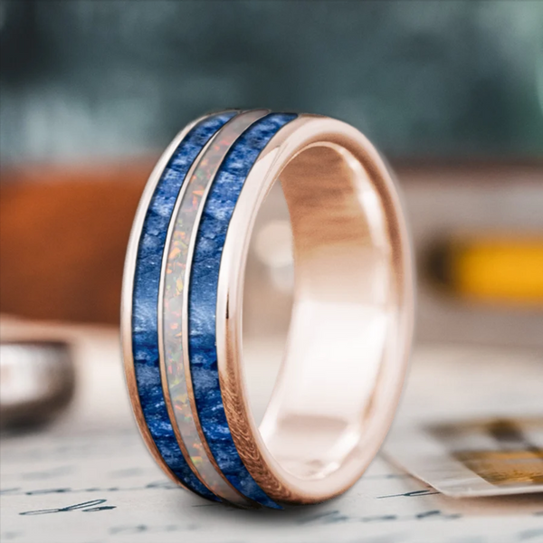 Custom Design - 3-Inlay Narrow Center Ring -f97auo