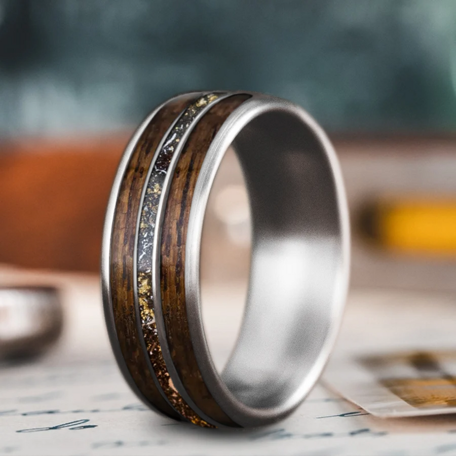 Custom Design - 3-Inlay Narrow Center Ring -iek9wt