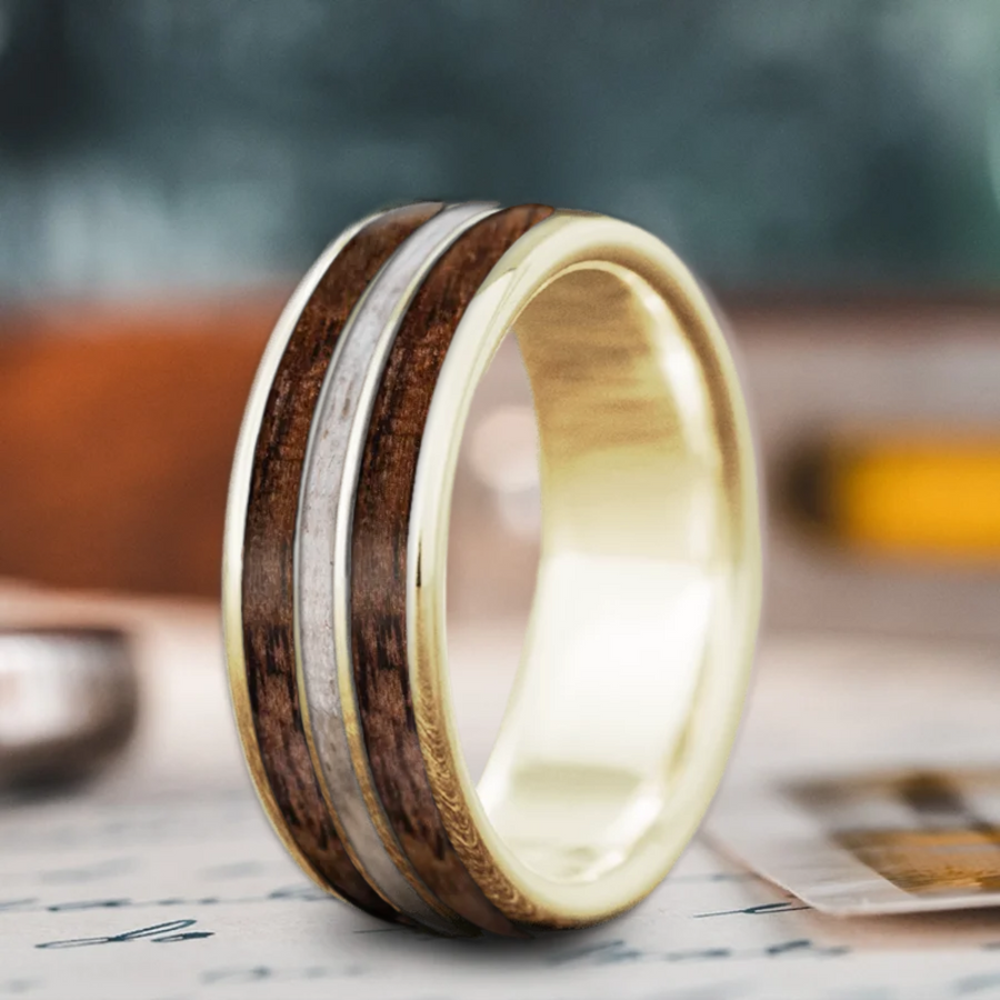 Custom Design - 3-Inlay Narrow Center Ring -ytklqc