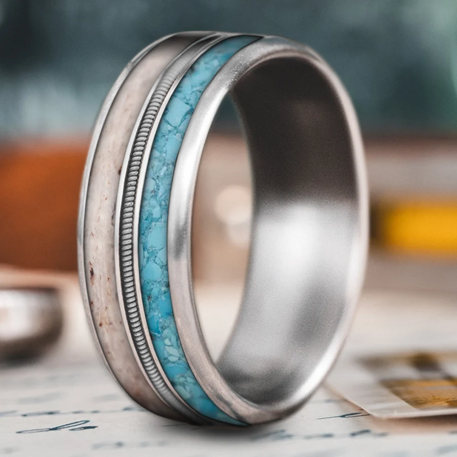 Custom Design - 3-Inlay Metal Center Ring -2bsy8v