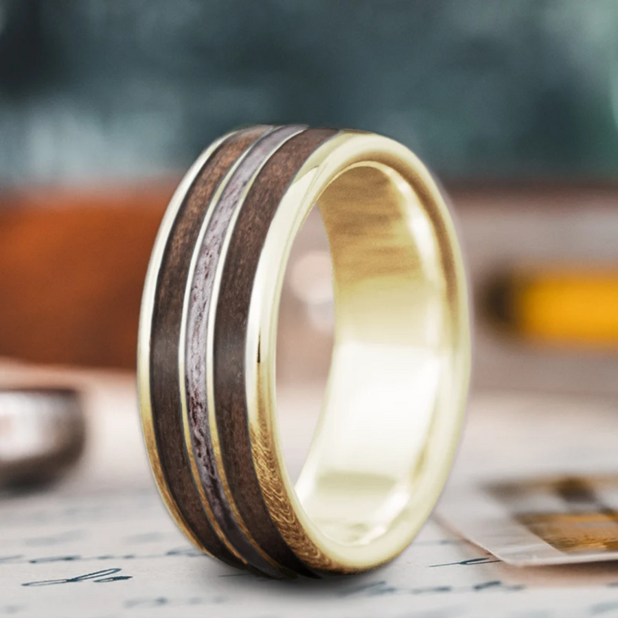 Custom Design - 3-Inlay Narrow Center Ring -dix92b – Rustic and Main