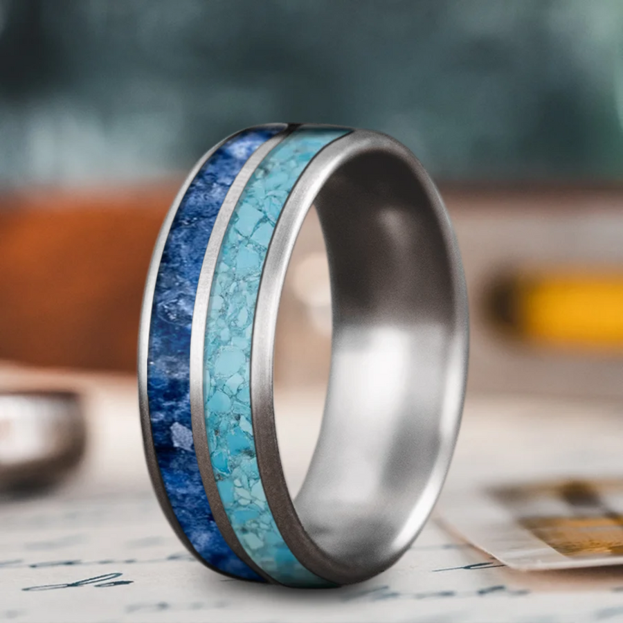 Custom Design - 2-Inlay Even Band Ring -dt0ntr