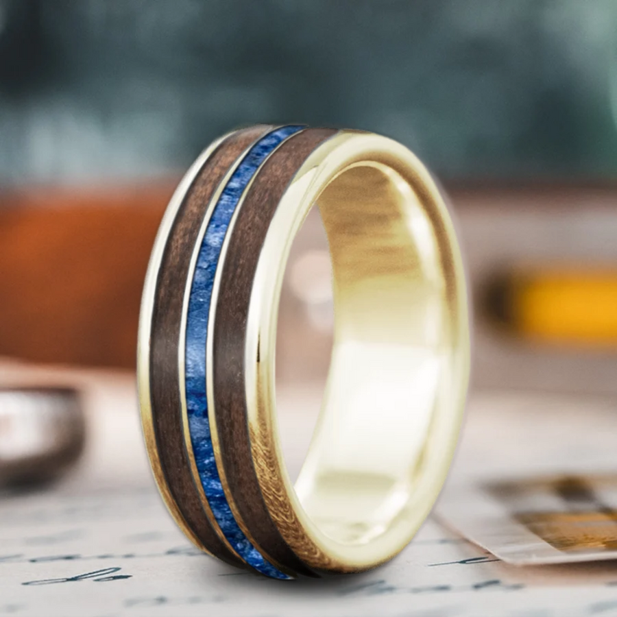 Custom Design - 3-Inlay Narrow Center Ring -x6katw