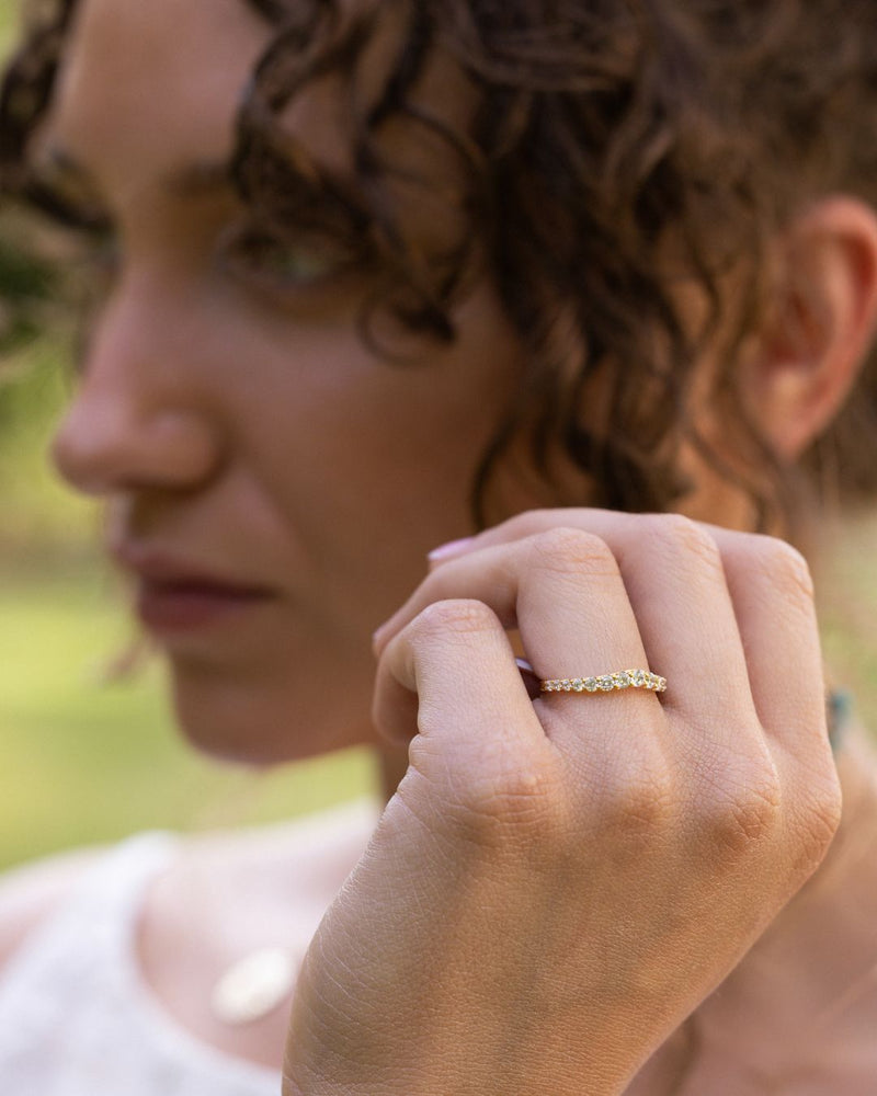 Diamond Pavé Half-Eternity Contour Band