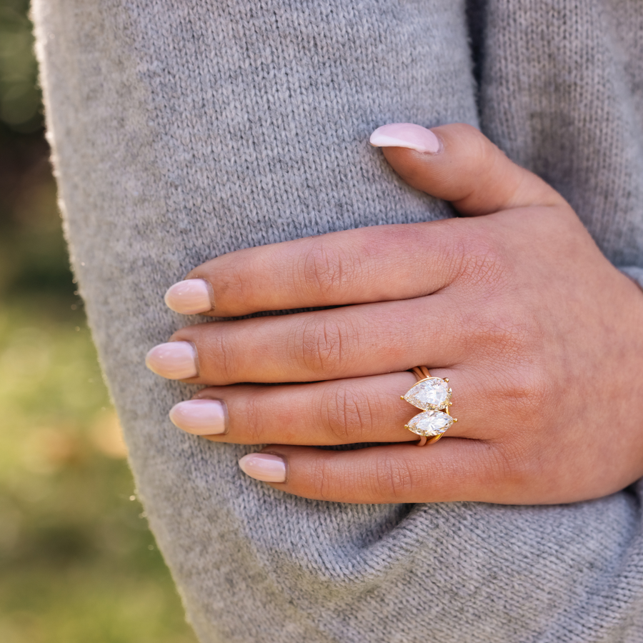 The Seraphina | Pear-Shaped & Marquise Diamond Toi et Moi, Two Stone Engagement Ring