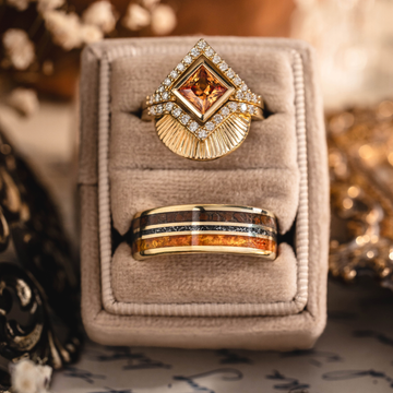 The Eileen, Dawn, & Jurassic His and Hers Wedding Set with Engagement Ring