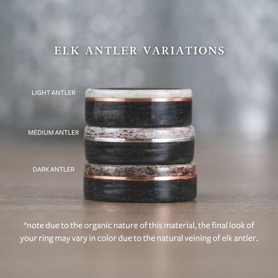 The Gent's Weekend | Men's Elk Antler, Whiskey Barrel & Silver Wedding Band