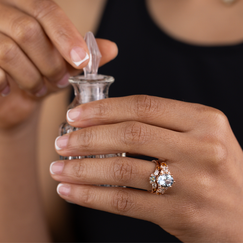 Aquamarine, Diamond & Citrine Bridal Set