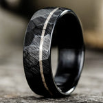 The Apollo Noir | Men's Faceted Black Titanium Wedding Band with Offset Inlay