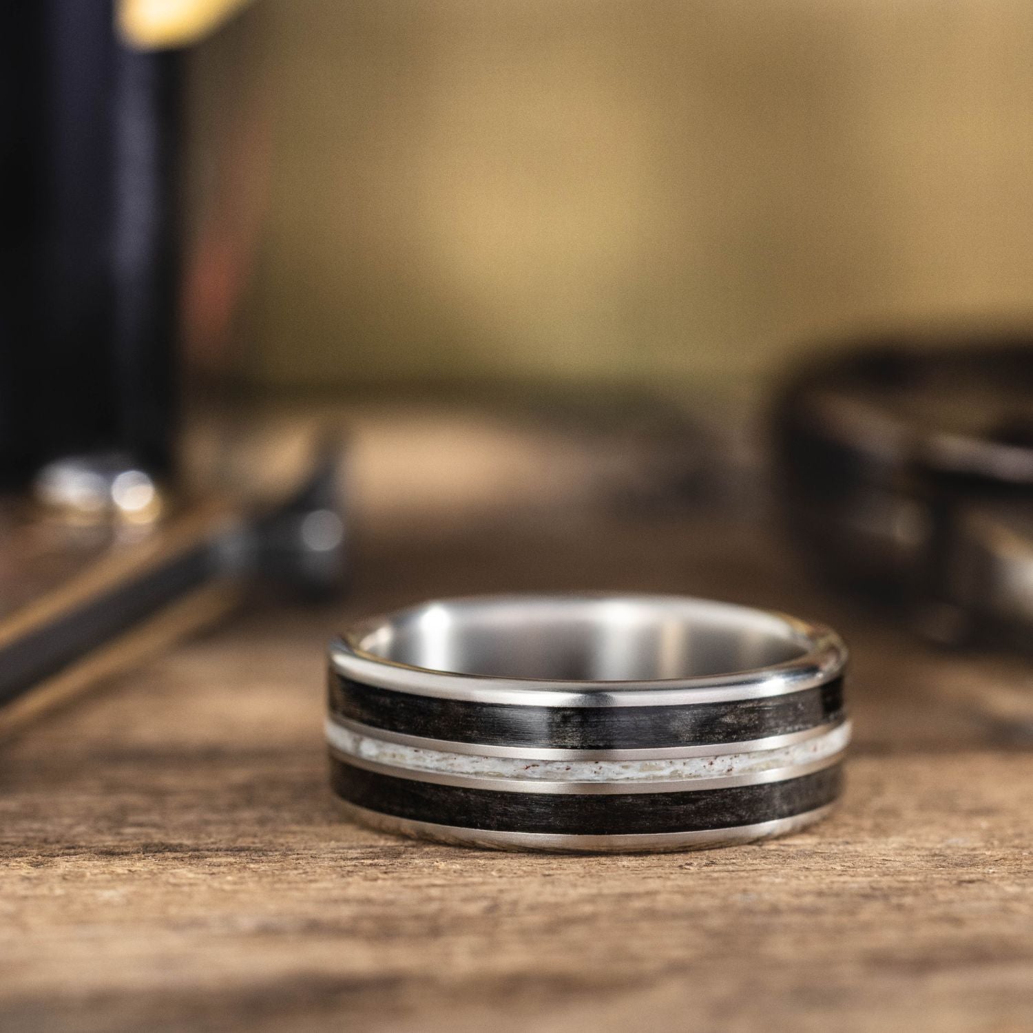 Men's Titanium Band - Size 10.25 | 8mm Whiskey Barrel & Elk Antler ...